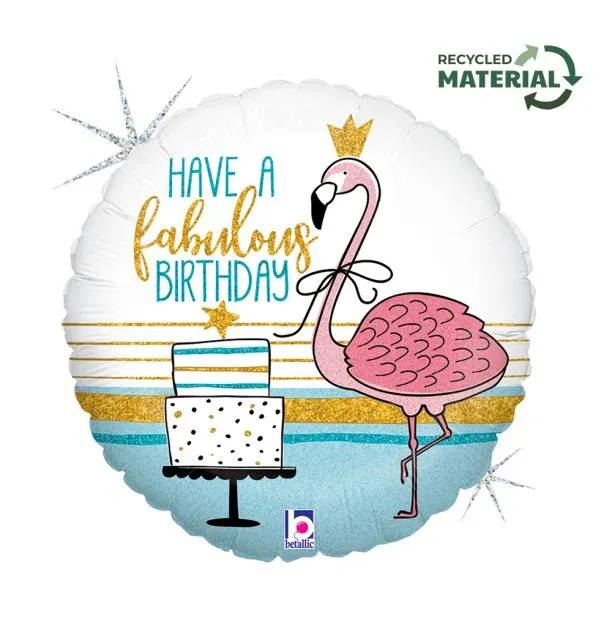 Круг 18" Happy Birthday - Фламинго