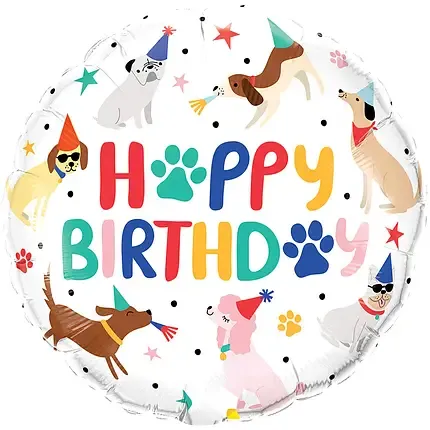 Круг 18" Happy Birthday - Собачки