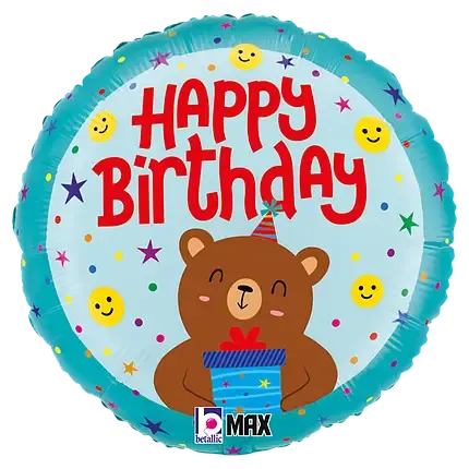 Круг 18" Happy Birthday - Мишка