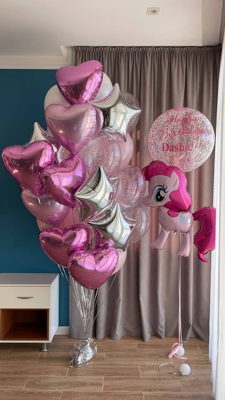 Розовые сердца с пони