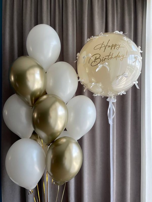 Bēšs-zelta balonu komplekts